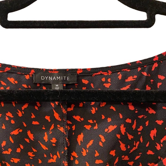 Dynamite Black and Red Top Blouse Long Sleeve Puff Sleeve Size M - Picture 8 of 10